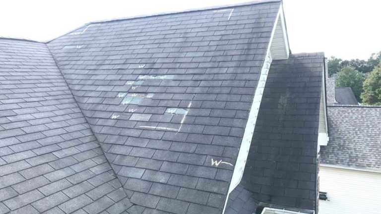 roof damaged from wind